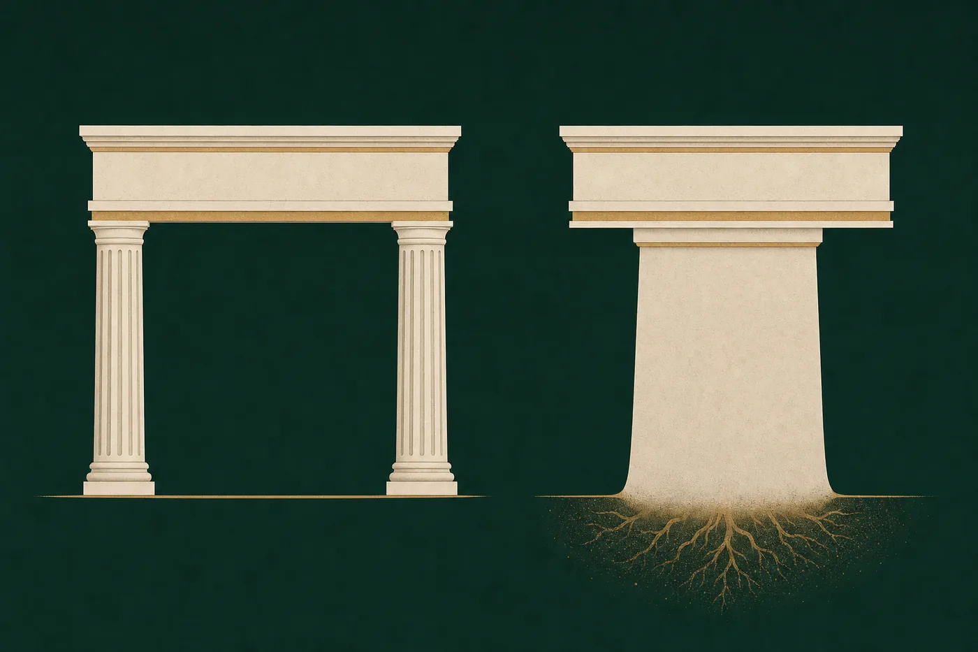 Ilustração conceitual sobre ponte fixa ou implante: como a decisão é tomada